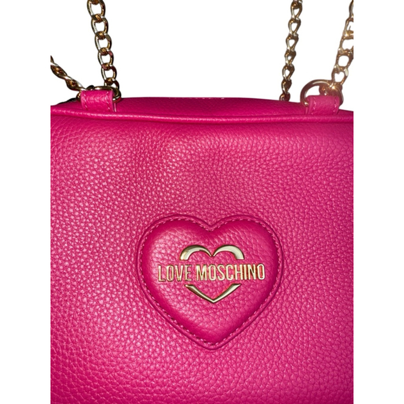 Love Moschino Pink‎ Heart Logo and Gold Leather Accent Shoulder Bag NWT - Picture 2 of 11